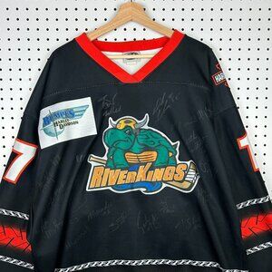 Mississippi Riverkings Harley Davidson Hockey Jersey - 56 GAME‎ Used Signed RARE